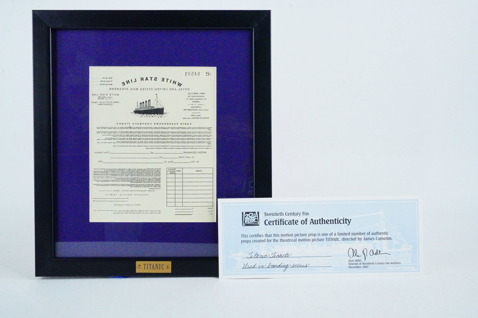 Titanic Movie Prop Third Class Ticket W/Fox COA (1 of 5)