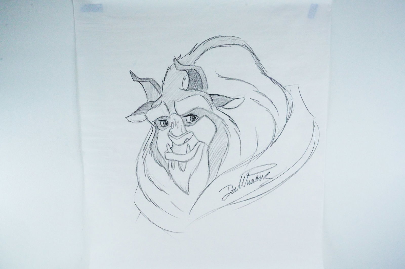 Disney Artist "The Beast" Original Black Crayon Drawing (1 of 3)