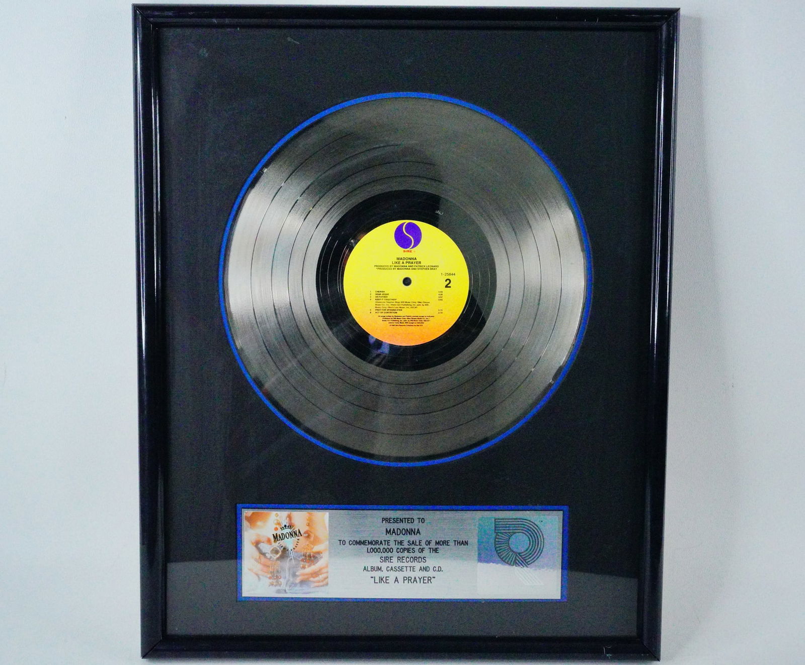 Madonna RIAA Platinum Award for "Like a Prayer" W/COA (1 of 5)