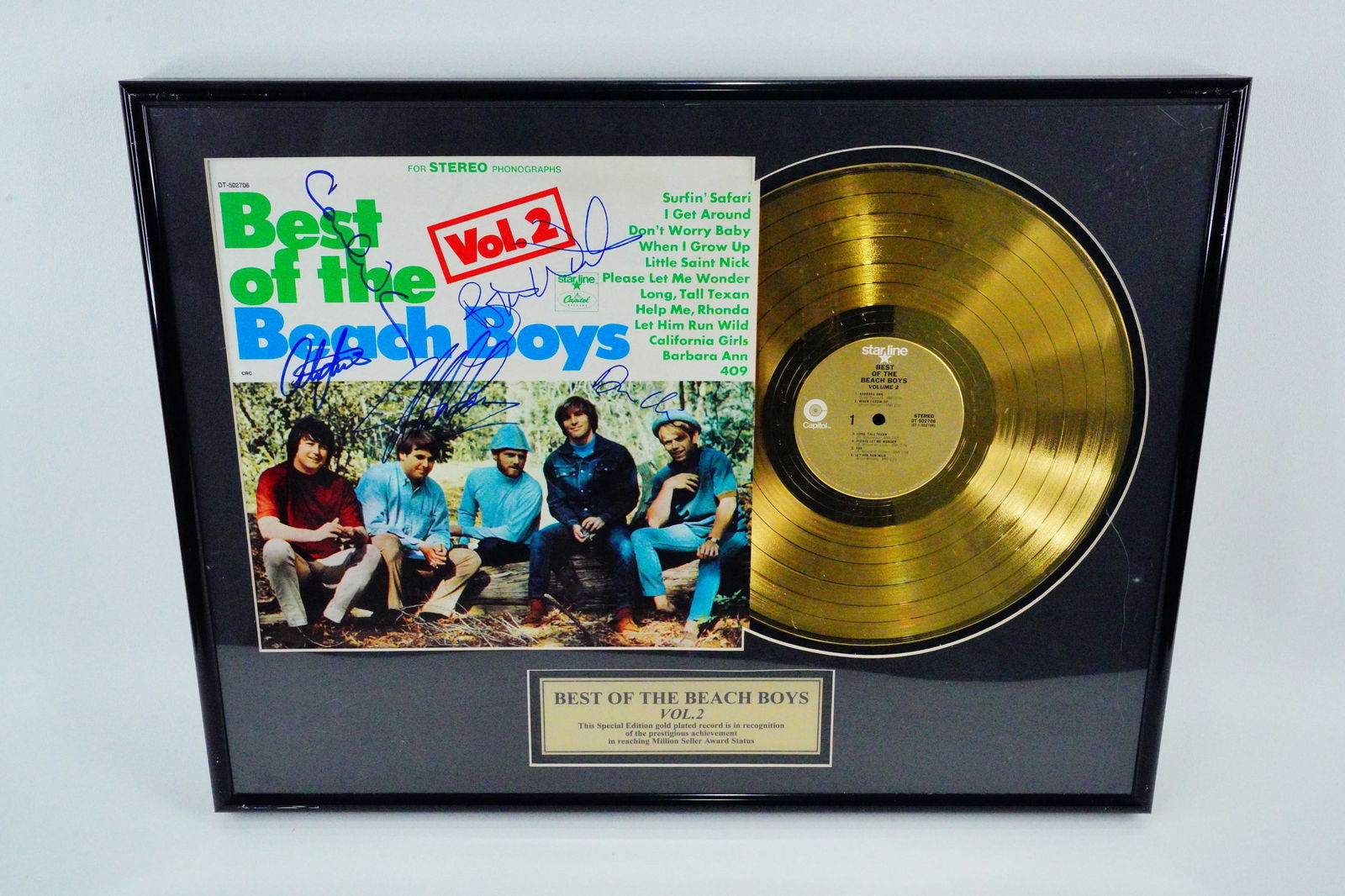 The Beach Boys Band Signed Album Sleeve and Gold LP (1 of 5)