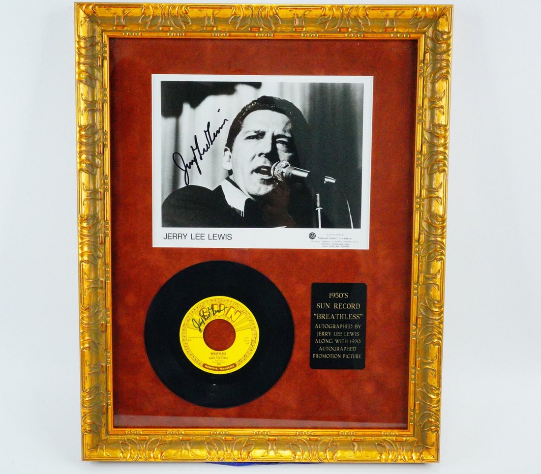 Jerry Lee Lewis Signed Photo and "Breathless" 45 (1 of 7)
