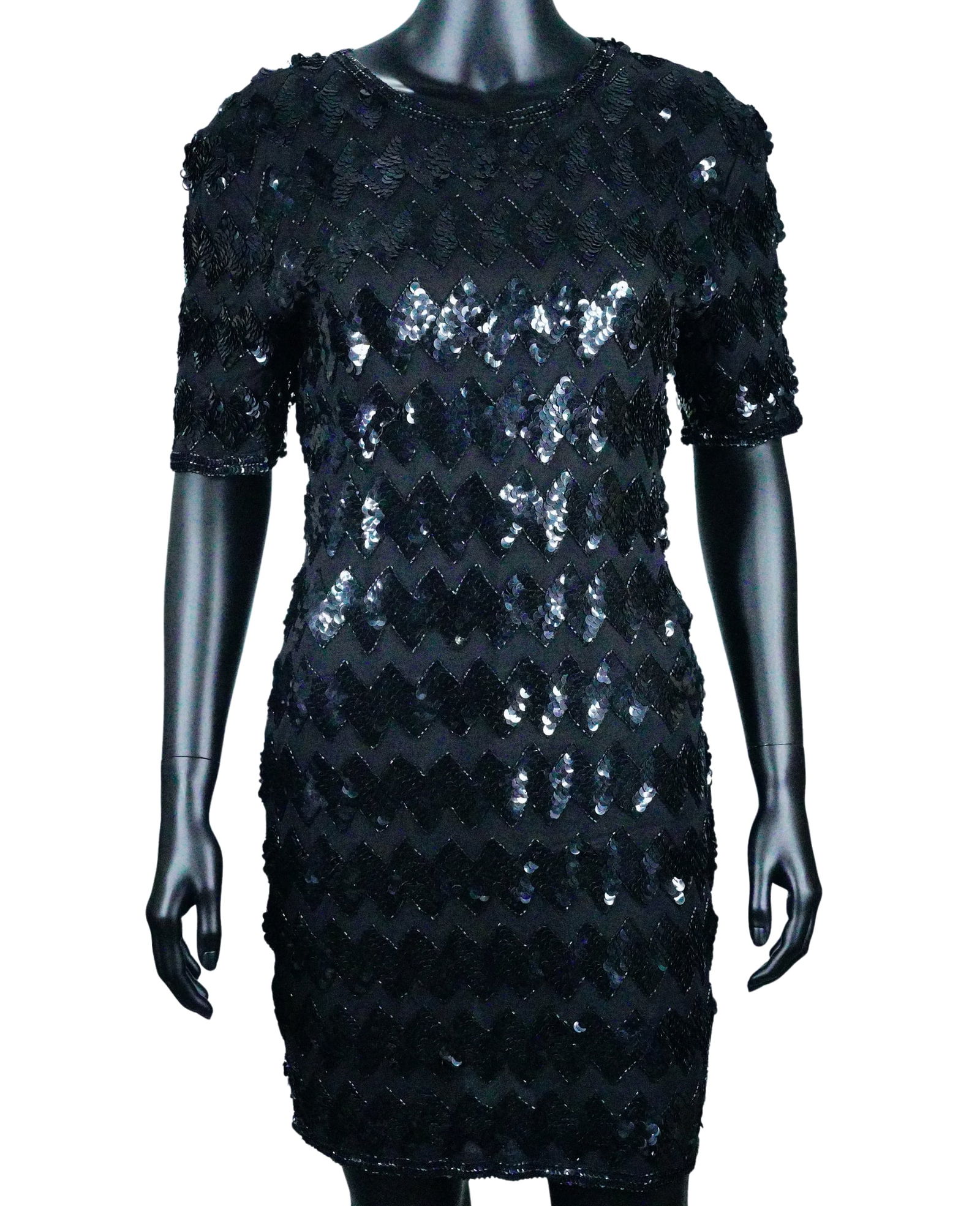 Farrah Fawcett Black Sequin Cocktail Dress (1 of 8)