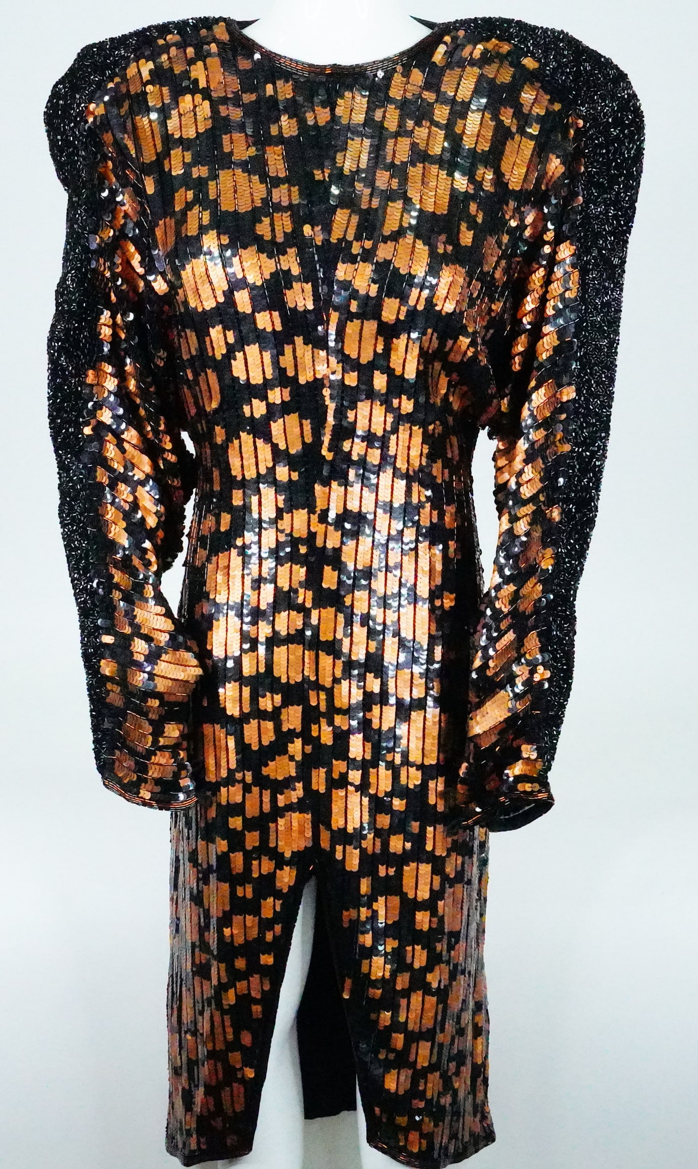 Raquel Welch Black and Gold Sequin Cocktail Dress (1 of 7)