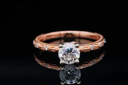 14K Rose/White Gold and 0.75ct Diamond Solitaire Ring