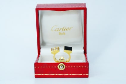 Cartier Vintage 0.15ctw Diamond, Onyx and 18K Ring