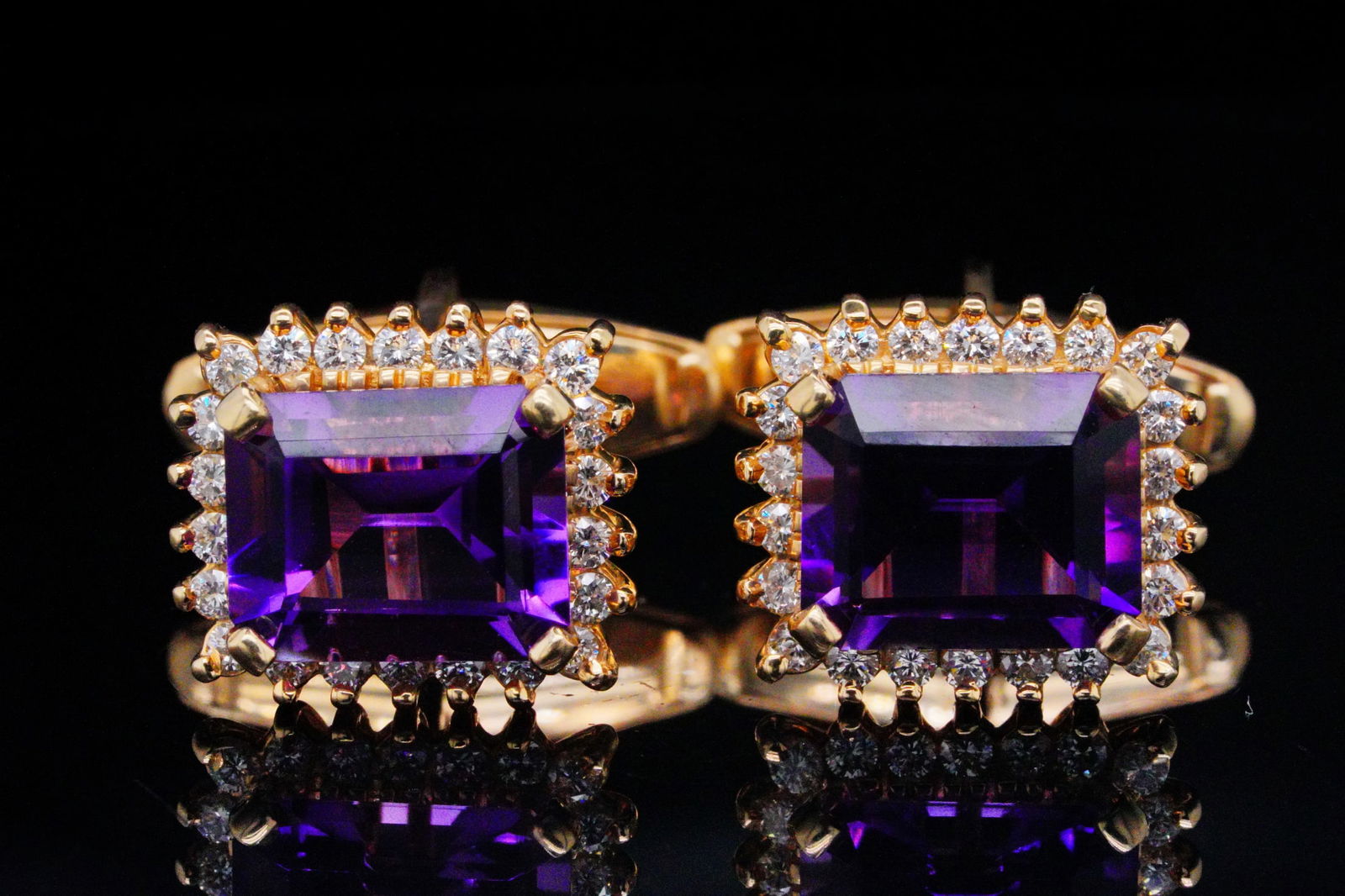 8.00ctw Amethyst, 0.80ctw Diamond and 14K Cufflinks (1 of 6)