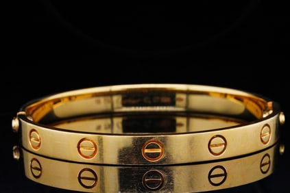 18K Yellow Gold 6.5mm Wide Bangle Bracelet