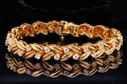 3.50ctw SI1-SI2/G-H Diamond and 14K Yellow Gold Bracelet