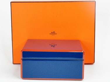 Hermes Bleu Biarritz Hand Lacquered Facettes Watch Box