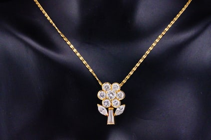 2.10ctw SI1-I1/G-H Diamond and 18K Yellow Gold Necklace