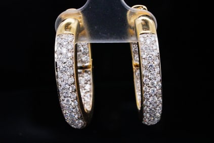 1.80ctw SI1-SI2/G-H Diamond and 18K 1.10" Ear Clips