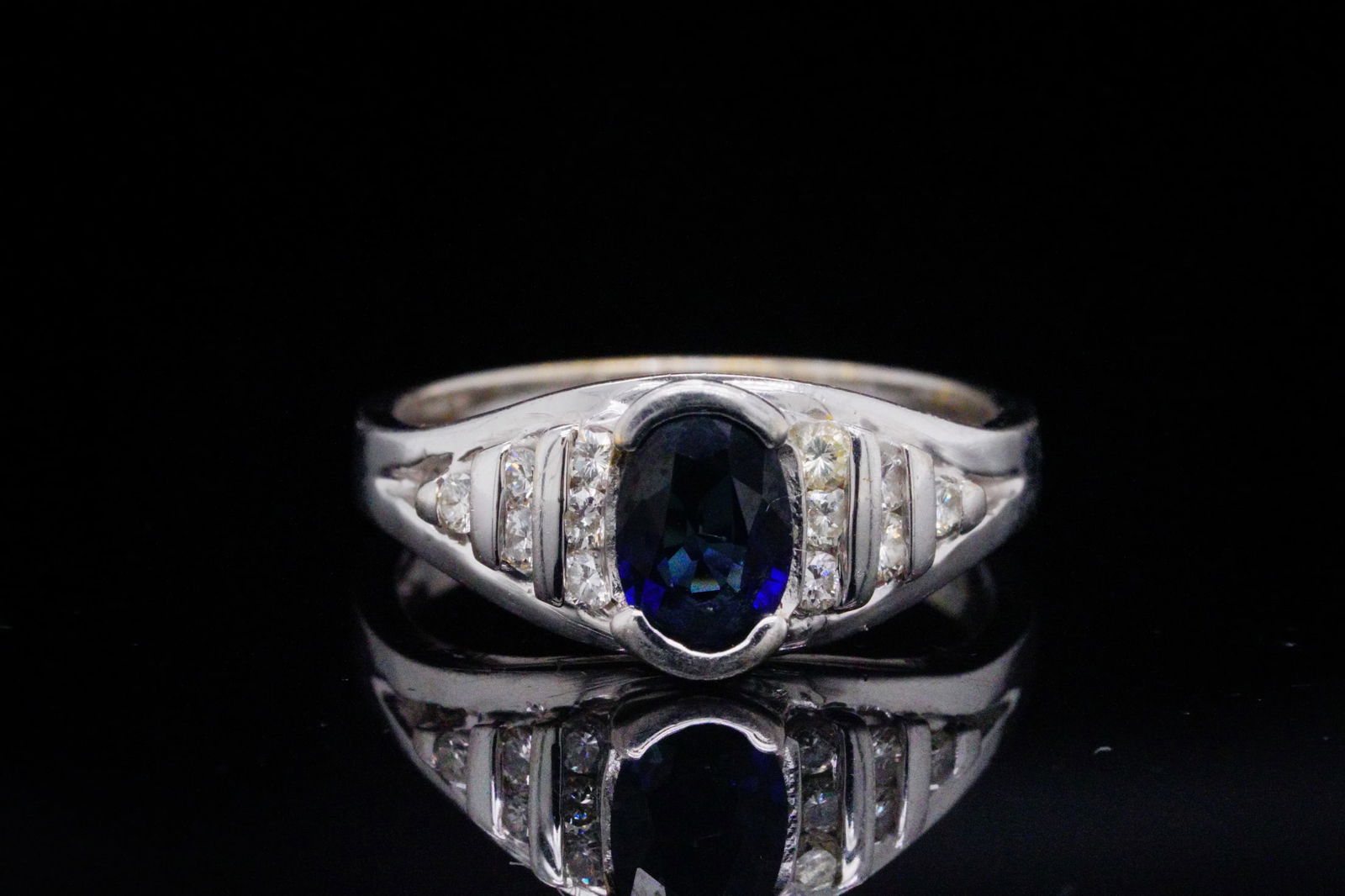 14K, 0.75ct Blue Sapphire and 0.25ctw Diamond Ring (1 of 9)