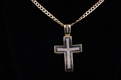 3.00ctw Diamond 10K Yellow/White Gold 23" Cross Necklace