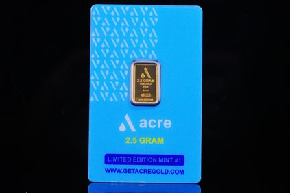 Acre Gold 2.5 Gram 999.9 Fine Gold Bar