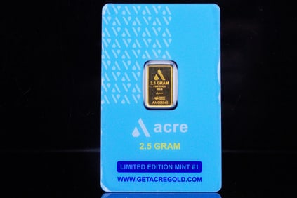 Acre Gold 2.5 Gram 999.9 Fine Gold Bar