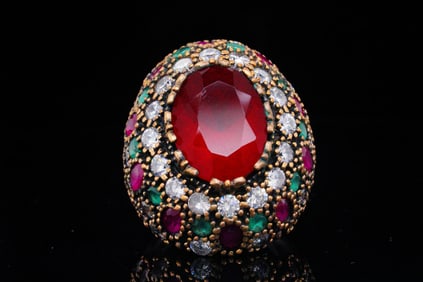 Sterling Silver and Multi-Color Rhinestone Ring