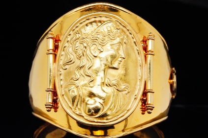 Ivo Spina 18K Yellow Gold Renaissance Revival Cuff