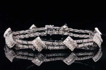6.50ctw SI1-SI2/H-J Diamond and 18K White Gold Bracelet