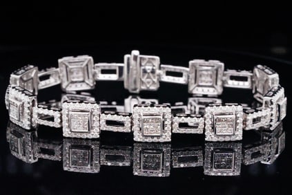 5.15ctw SI1-SI2/G-H Diamond and 14K White Gold Bracelet