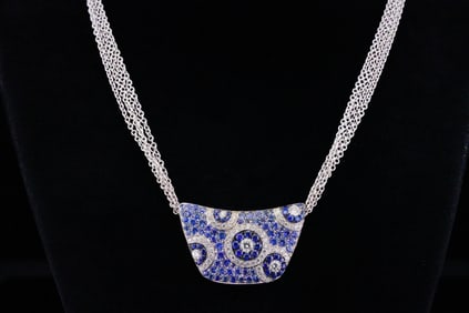 Cellini 5.20ctw Blue Sapphire and Diamond 18K Necklace
