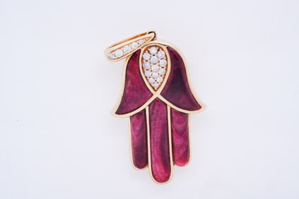 Kabana 0.35ctw Diamond, Spiny Oyster and 14K Pendant