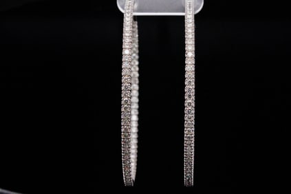 3.75ctw SI1-SI2/G-H Diamond and 14K Hoop Earrings