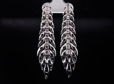 2.30ctw VS1-VS2/G-H Diamond and 18K Leaf Drop Earrings