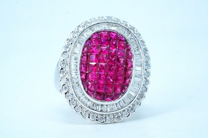 2.50ctw Ruby, 1.00ct Diamond and 18K White Gold Ring