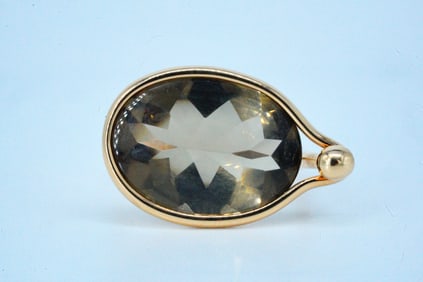 Georg Jensen 12.00ct Smoky Topaz and 18K Rose Gold Ring