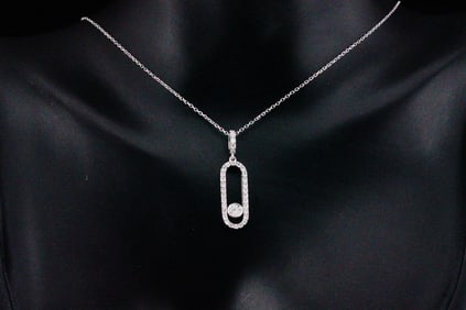 18K White Gold and 0.30ctw Diamond 16" Necklace
