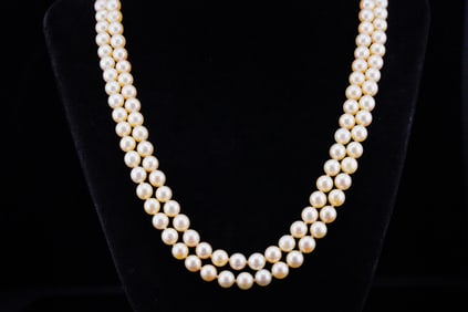 1.50ctw Diamond, 6mm-6.5mm Pearl and 18K 26" Necklace