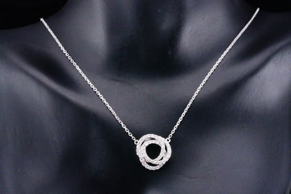 18K White Gold and 0.50ctw SI1-SI2/G-H Diamond Necklace