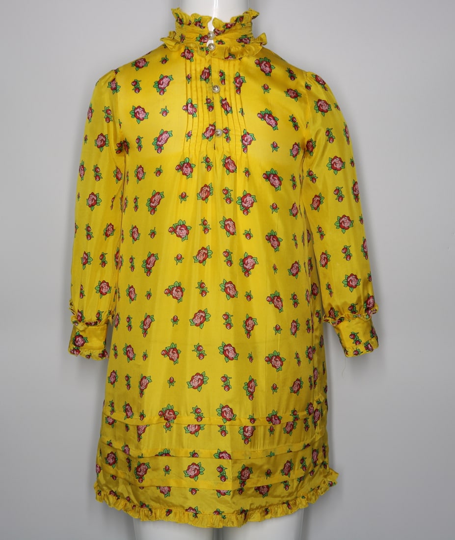 Gucci Children's Silk Floral Long Sleeve Yellow Dress (1 of 9)