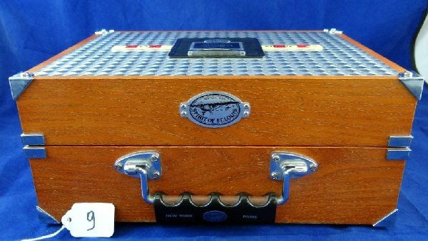 Vintage "Spirit of St. Louis" Field Phone: This beautiful wood incased speaker telephone takes you back to an airport in the pioneering day of air travel the phone is in a wooden case with chiseled aluminum details & also has a world map insid