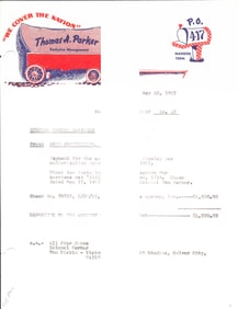 Col. Tom Parker "Jailhouse Rock" Earnings Statement