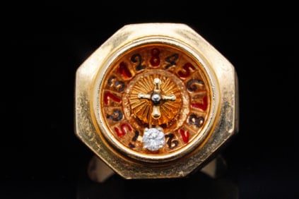 Elvis Presley 14K, Diamond, Enamel Roulette Ring