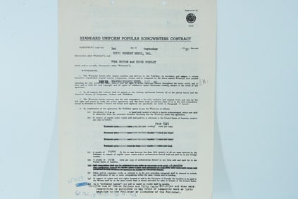 Elvis Presley Signed 1956 Contract for "Let Me"