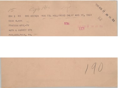 Elvis and Col. Parker 1961 Telegram to Dick Clark