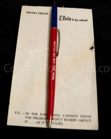 Col. Tom Parker's "Elvis and Colonel" Pad and Pen
