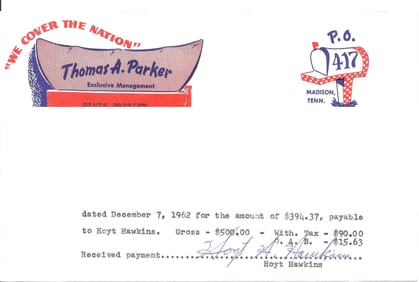 Elvis Presley Payroll-Hoyt Hawkins (Jordanaires)