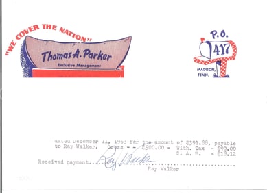 Elvis Presley Payroll - Ray Walker (Jordanaires)