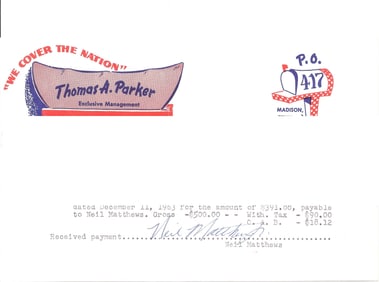 Elvis Presley Payroll-Neil Matthews (Jordanaires)