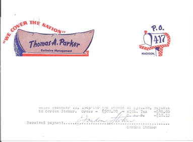 Elvis Presley Payroll-Gordon Stoker (Jordanaires)