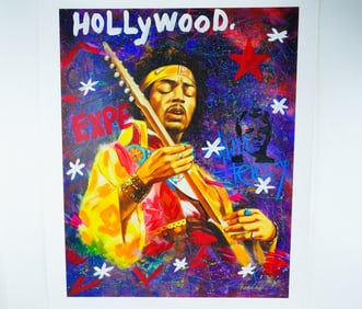 Jimi Hendrix Painting by Nastya Rovenskaya W/COA