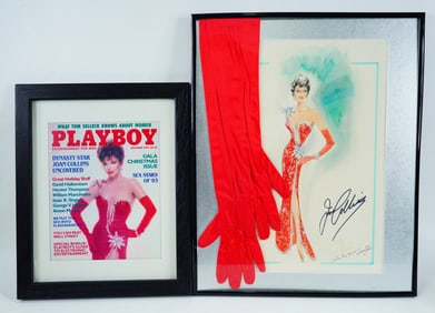 Joan Collins Signed Costume Sketch W/Gloves