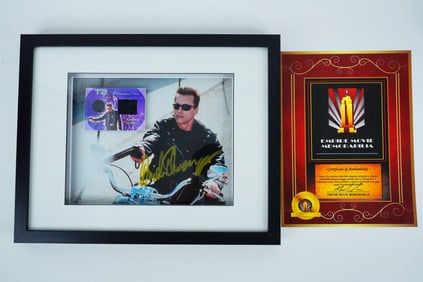 Arnold Schwarzenegger Signed Photo W/Costume Piece