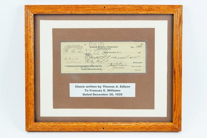 Thomas Edison Signed 1928 Check W/COA