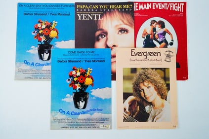 Lot of (5) Barbra Streisand Film Sheet Music Booklets