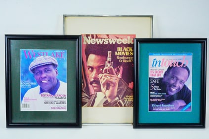 Richard Roundtree Lot of (3) Framed Magazine Cover Images