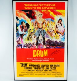 Ken Norton Signed "Drum" Poster on Board